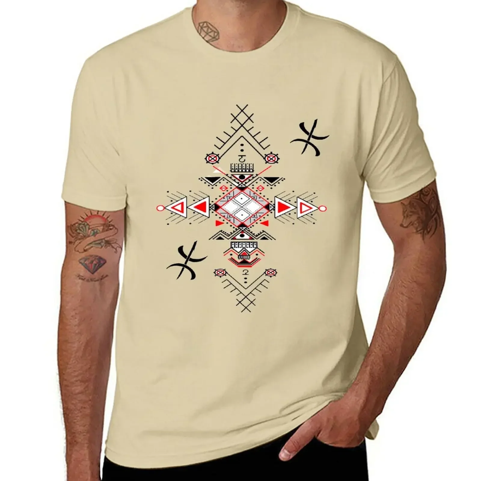 hippie clothes boys t shirts plus size tops T-shirt men New Amazigh Kabyle Berber patterns T-Shirt  graphic t shirts  COTTON