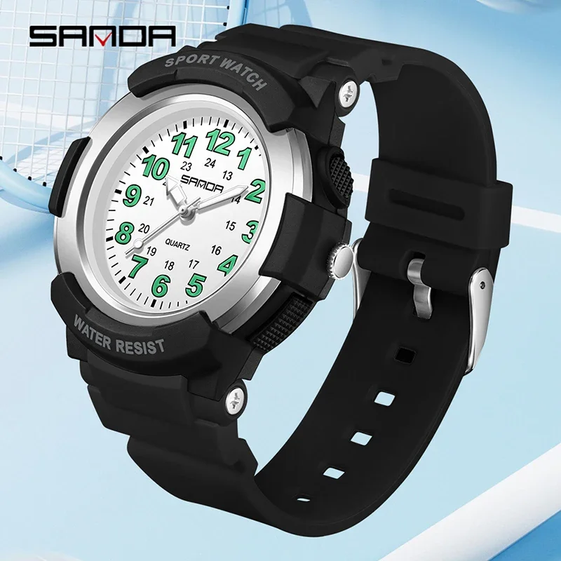 SANDA Nuovo orologio al quarzo per adolescenti Orologio impermeabile da esterno per studenti di moda Orologio sportivo da donna da uomo con luce colorata digitale semplice
