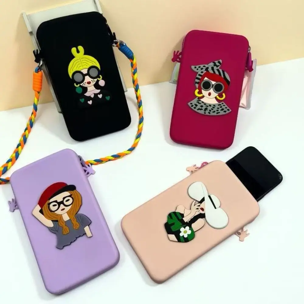 

Waterproof Silicone Crossbody Bag Anti-lost Zpper Mobile Phone Bag Lightweight Large Capacity Makeup Storage Bag Students