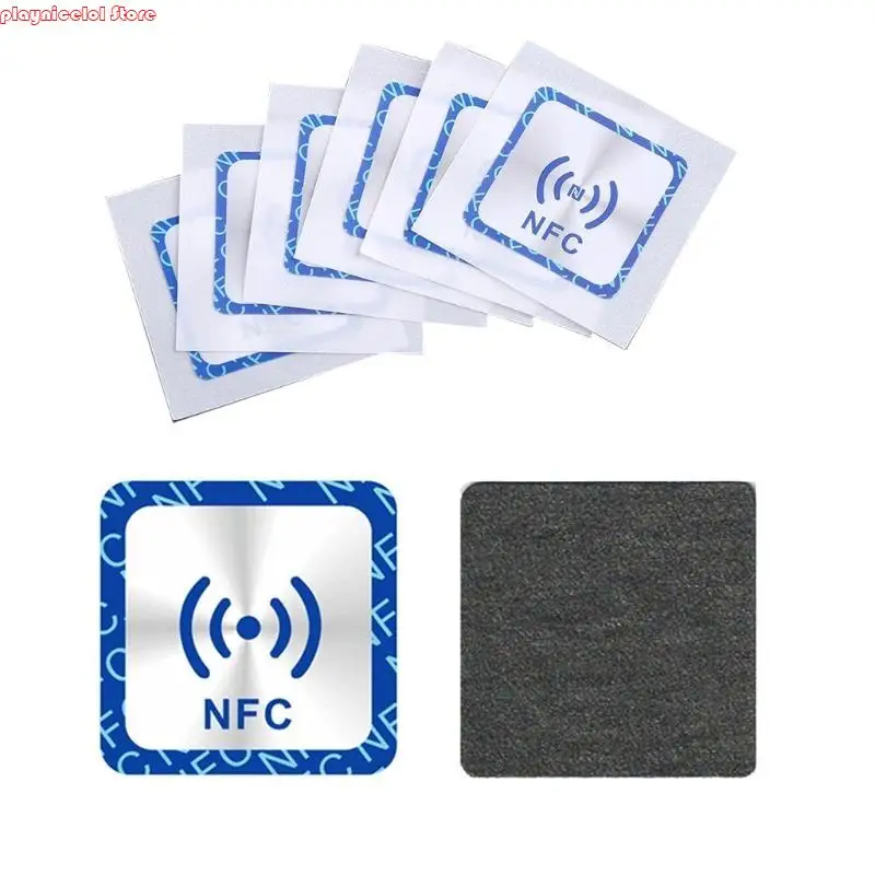 

E8BA Set of 6 Anti Metal Ntag213 Stickers Ntag213 Tag Stickers Square Sticker