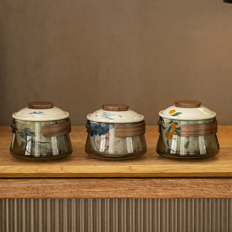 

Shuhan портативный дорожный чайный сервиз, один чайник, три чашки, искусственная кожа, уличная Экспресс-чашка, деловая Подарочная компания lo