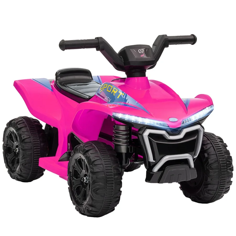 

Qaba ATV Quad 6V Ride On Toy with 1.6MPH Max Speed Rechargeable Battery 4 Wheeler Battery Powered with Lights Forward Reverse f