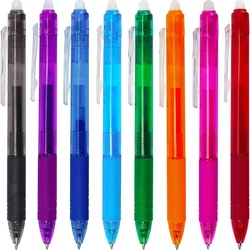 0.7mm Magic Erasable Pen Press Gel Pen Set 8 Colors Erasable Refill Rod Gel Ink Stationery Retractable Pens Washable Handle Rod