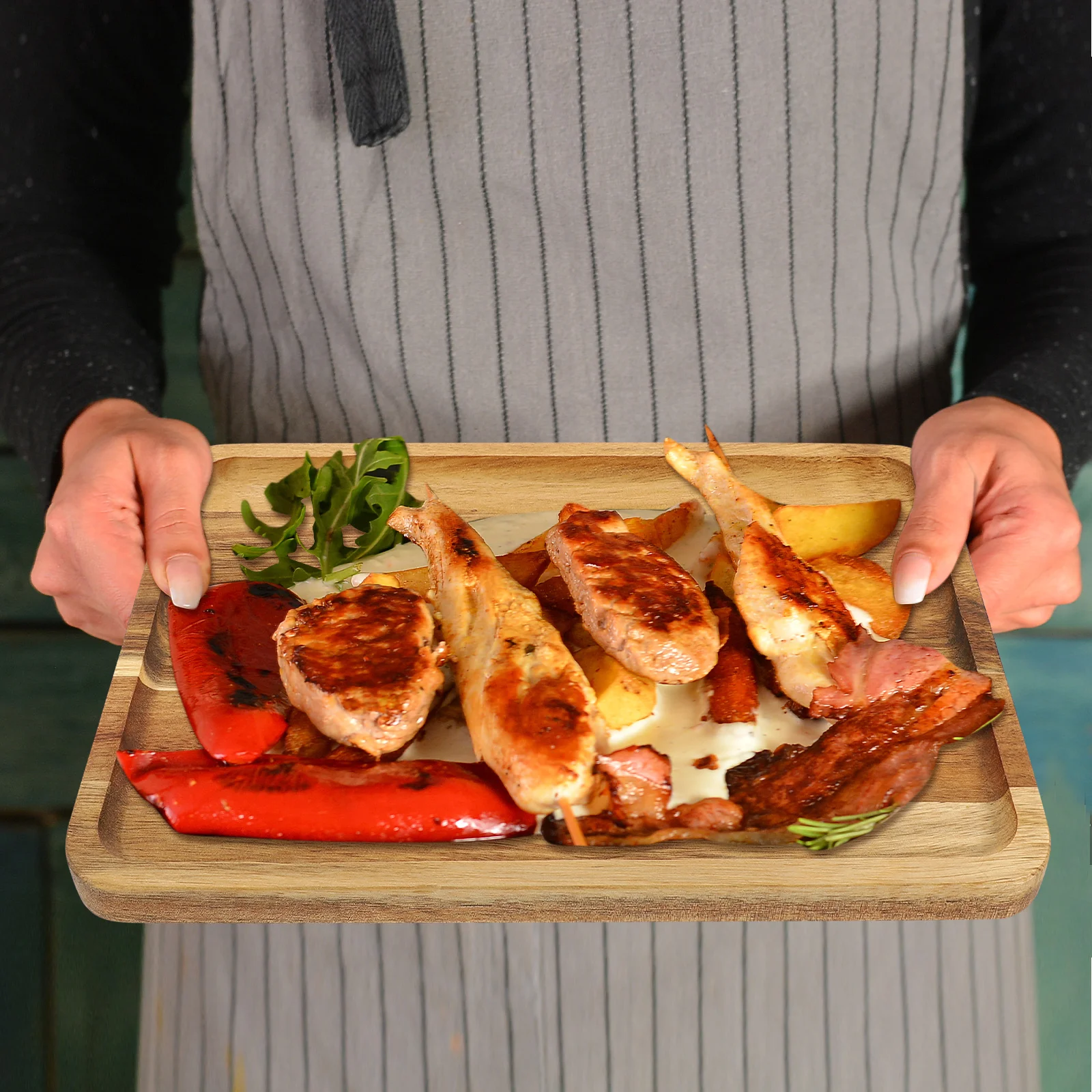

Wooden Serving Tray Natural Fruit Snack Tray For Party Tea Room Kitchen Use Rustic Style Bread Dessert Plate