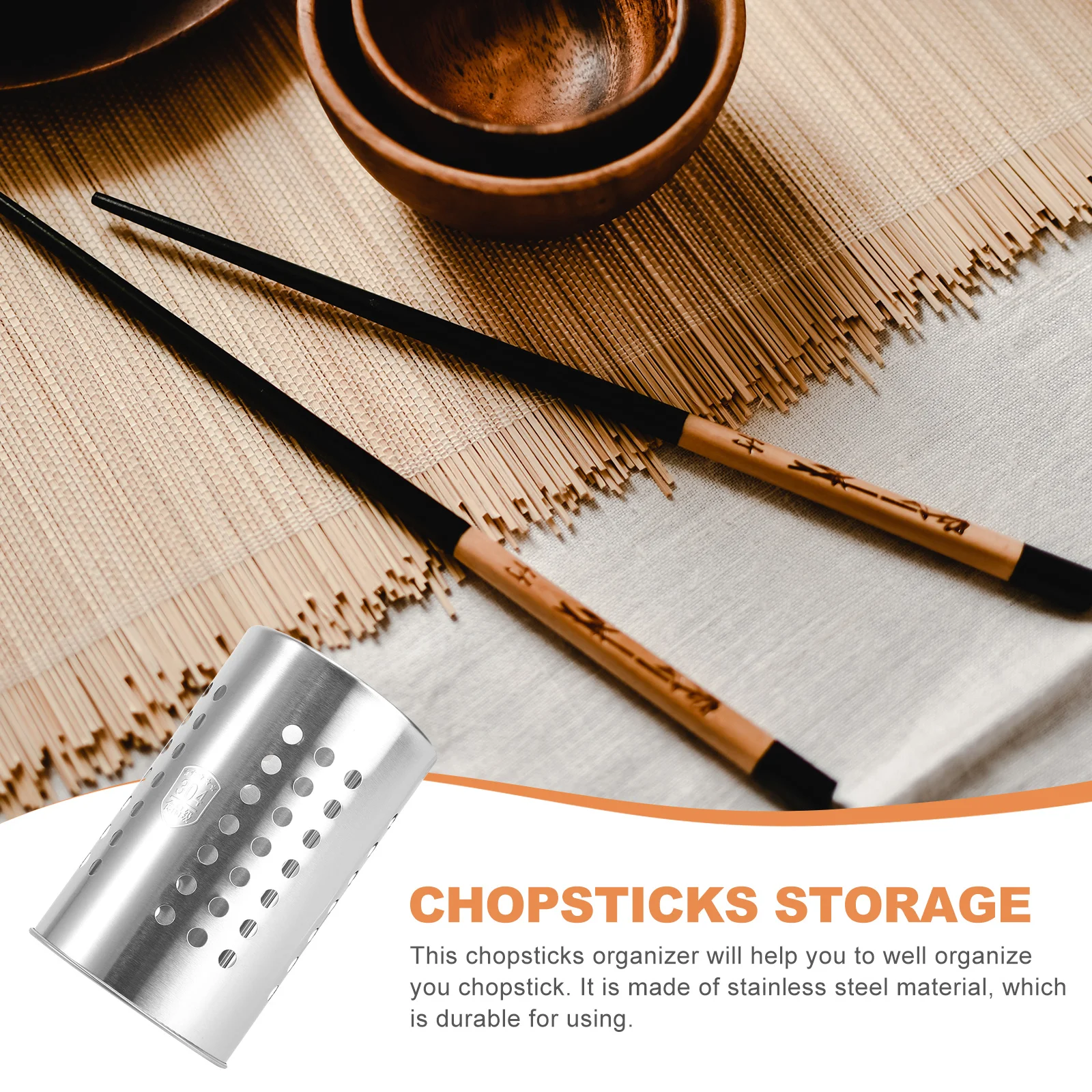 

Stainless Steel Cutlery Organizer 16.5cm High Metal Chopsticks Holder for Kitchen Dining Dorm Canteen Silver