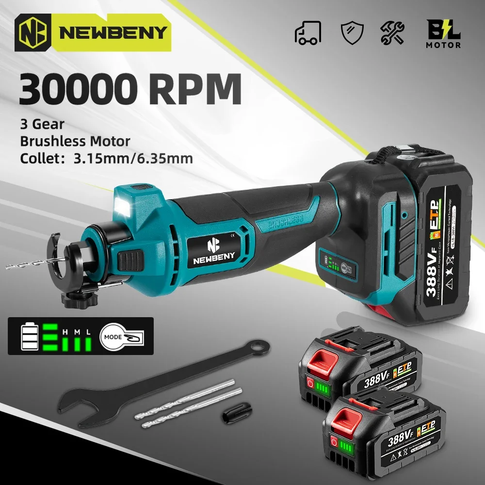 NEWBENY Brushless Drywall Cut Out Tool 3 Gears  Cordless Cutting Wood Drywall Sheetrock Wood Tools For Makita 18V-21V Battery