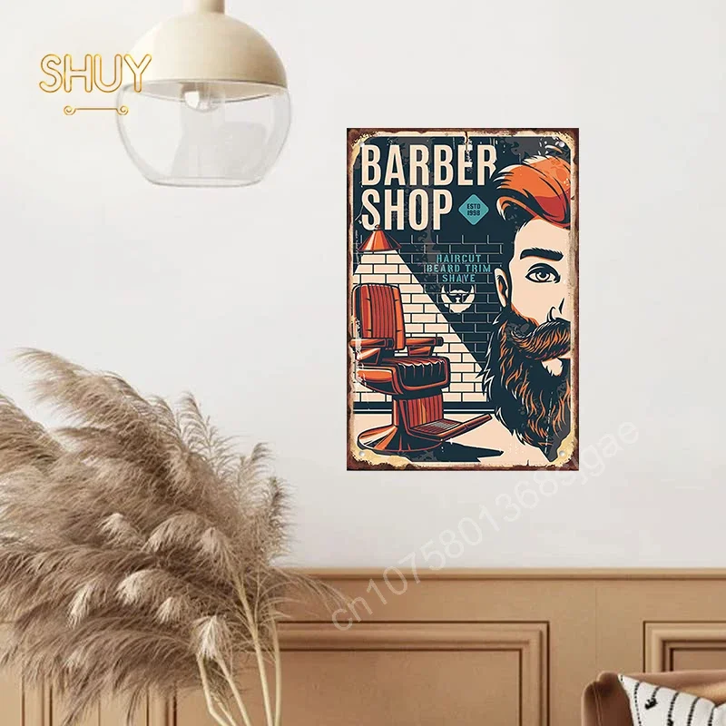 New Barbershop Poster Vintage Metal Tin Sogm Painting Pictures Retro Wall Decor for Hairdresser\'s Work Home Decoration Custom Ok