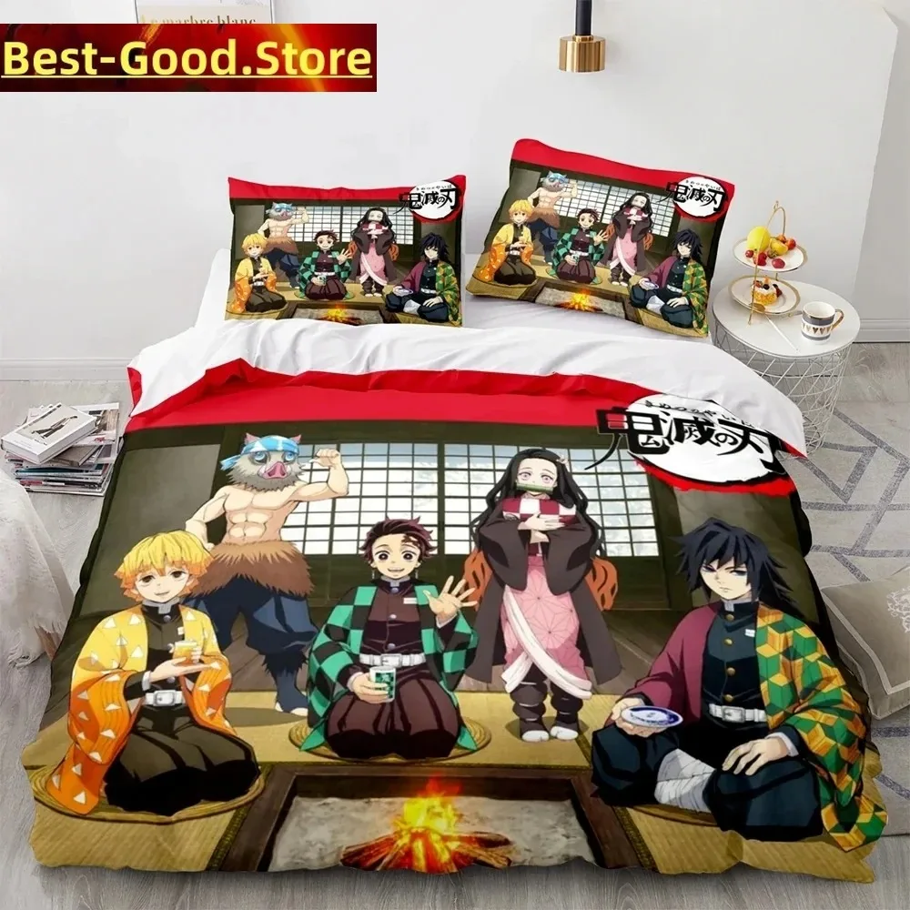 

2024 Demon Slayer 3d Bedding Set Anime Duvet Cover Pillowcases Single Twin Full Queen King Size Boys Girls Boys Gift Home Decor