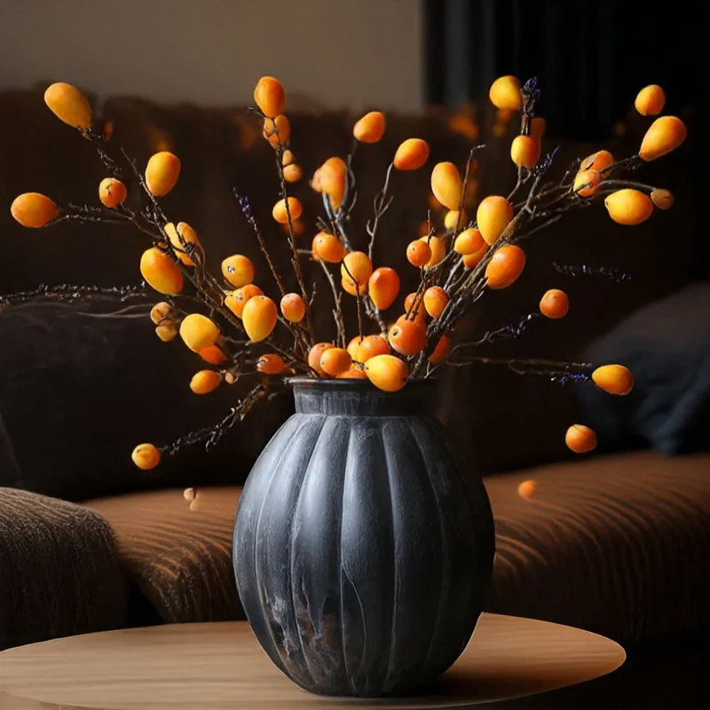 Fruta de níspero Artificial de 100CM, decoración del hogar, tienda Floral, decoración de ventana, arreglo floral, regalo, estilo chino americano