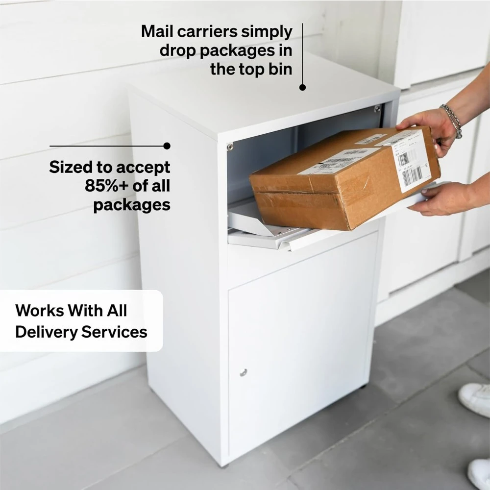 صندوق توصيل كبير الحجم مقاس 36 × 20.5 × 15 خارجي قائم بذاته مضاد للسرقة صندوق قطرة الطرود باللون الأسود