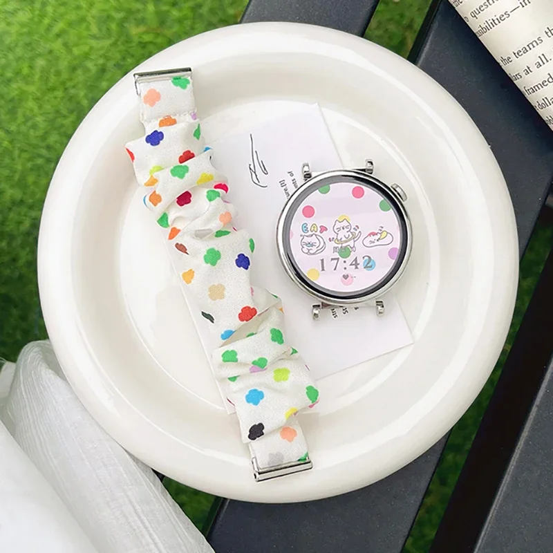 Elastic Scrunchie Ladies Watch Strap for Huawei GT 4 41mm Colorful Bubble Hairbands Bracelet for Galaxy Watch 4 Band 18 20 22mm