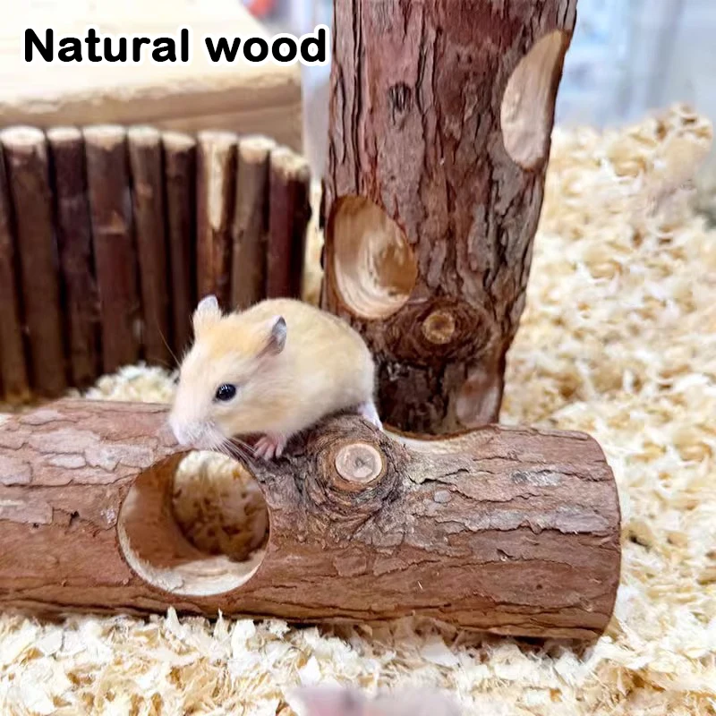 Hamster Natural Wooden Forest Hollow Tree Trunk Tunnel Tube Toy Tunnel Wood Hideout Pet Chew Toy For Small Animals Hamsters