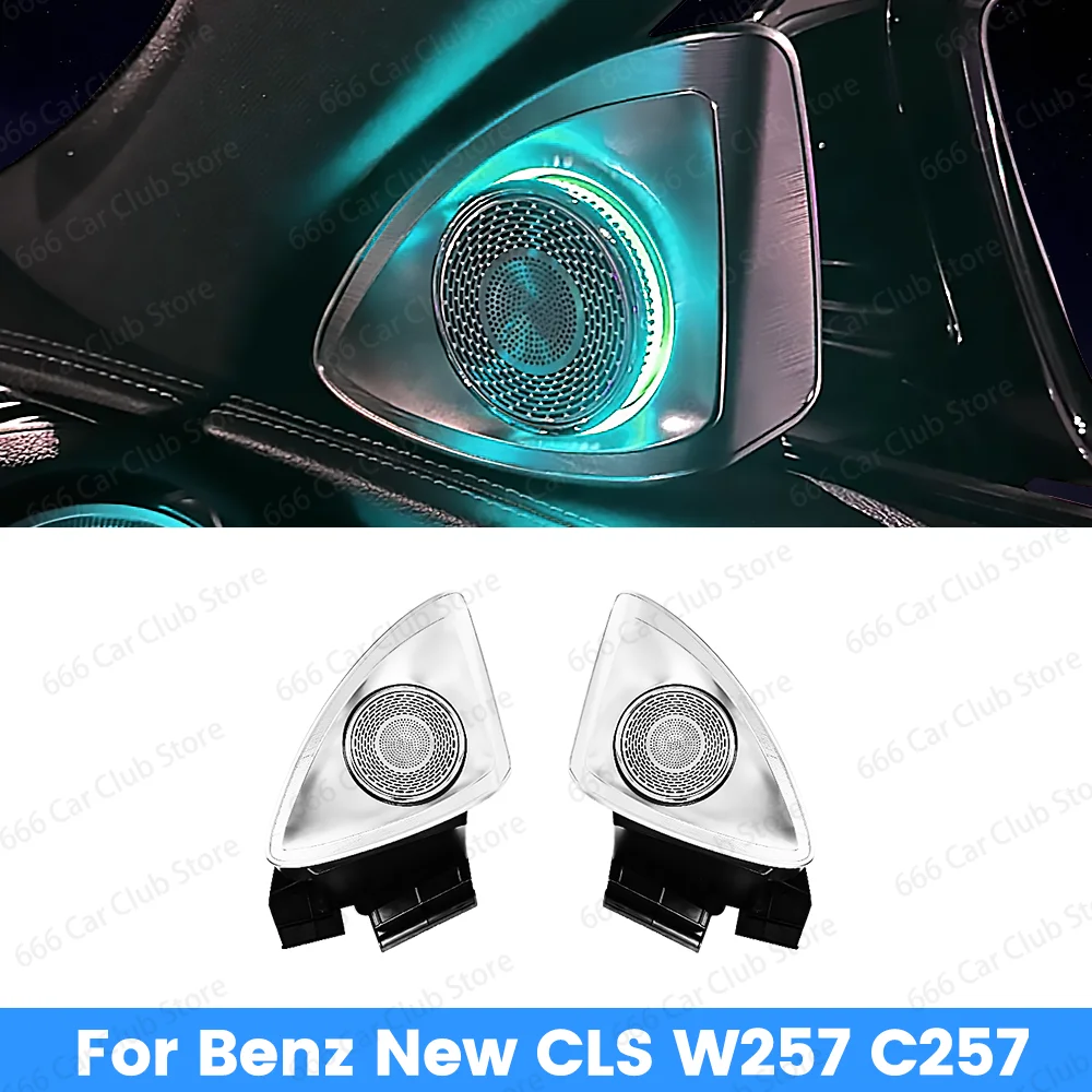 64 Colors LED Ambient Light 4D Tweeter Speaker For Mercedes Benz W257 CLS C257 Car RGB 4D Rotating Treble Horn Refit