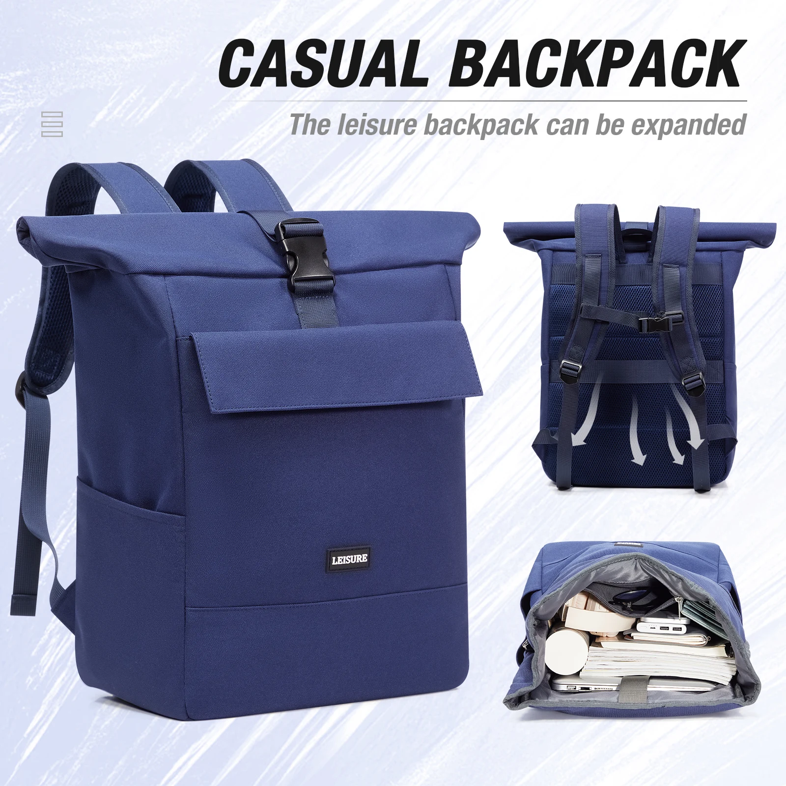 حقيبة ظهر رول توب للرجال 2026 - حقيبة ظهر للسفر ذات سعة كبيرة، حقيبة ركاب متينة للعمل والمدرسة ورحلات عطلة نهاية الأسبوع #1