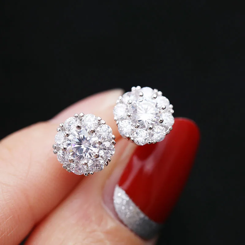 

S925 Silver Needle TikTok Same Style Rotating for Women Zircon Geometric Earrings Fresh Simple Jewelry Wholesale