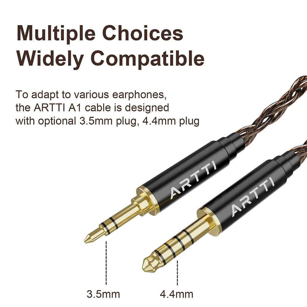 ARTTI A1 4 Core HIFI cavo di aggiornamento per auricolari cablato MMCX/0.78mm connettore a 2pin 3.5/4.4mm spina Monitor cavo per cuffie