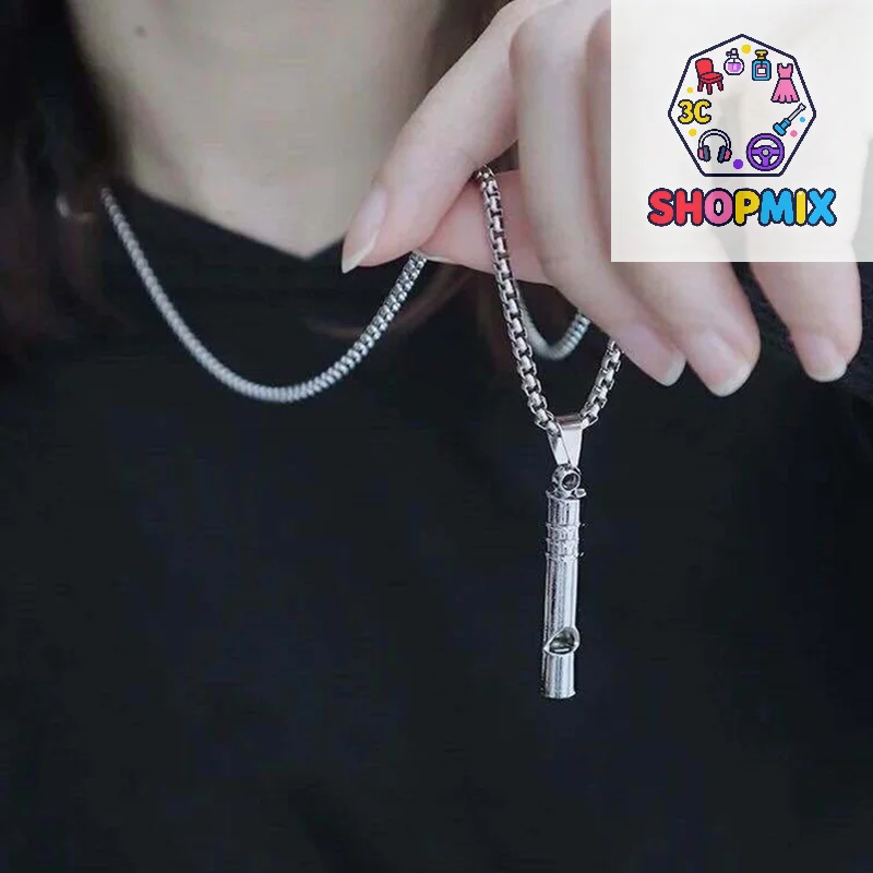 Collana con fischio Ciondolo Fischietto di sopravvivenza di emergenza Escursionismo all'aperto Collane da campeggio Fischietto punk in acciaio inossidabile