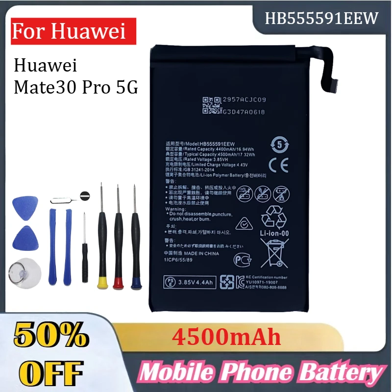 

HB555591EEW 4500mAh Battery For Huawei Mate30 Pro 5G Replacement Mobile Phone Batteries With Tools
