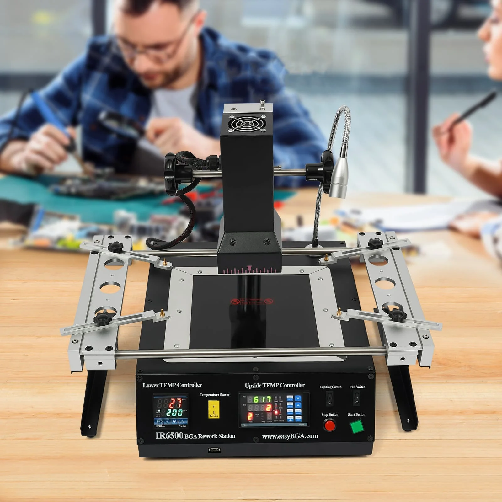 

Паяльная станция, черная современная паяльная станция 1250 Вт 47,5*48*42 см Паяльная станция BGA для материнских плат ноутбука