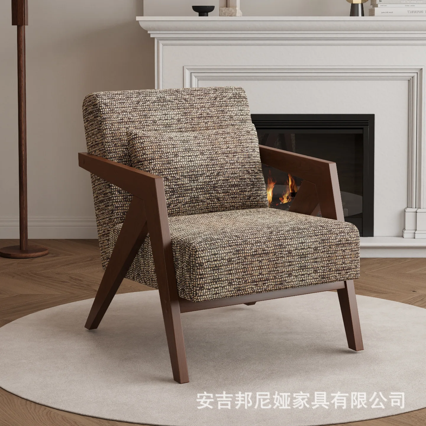 Medieval Richard Single Sofa Chair French Vintage Living Room Balcony Leisure Solid Wood Chair Home Armchair