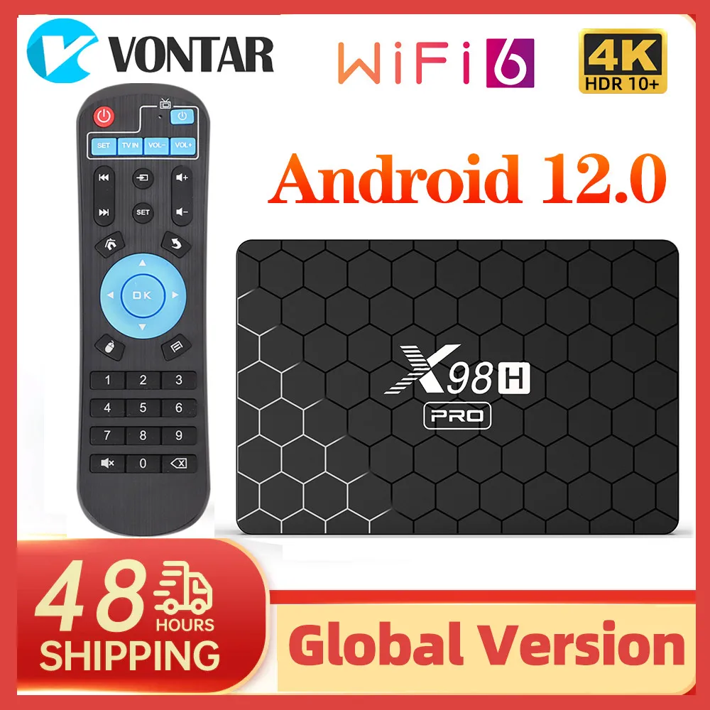 VONTAR X98H Pro Smart TV Box Android 12.0 Allwinner H618 Quad Core Support 6K 4K H.265 Wifi6 1000M LAN Google Voice Assistant