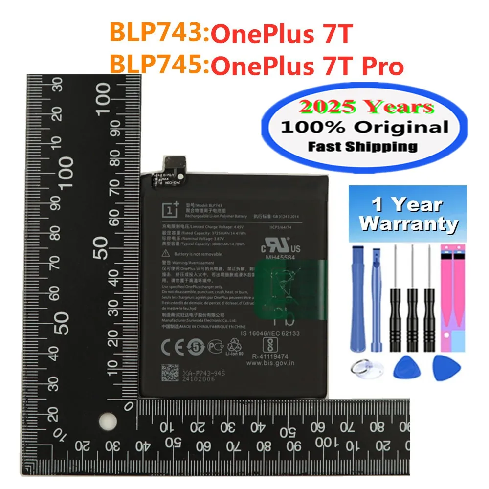 2025 Years BLP743 BLP745 1+ Original Battery For Oneplus 7T / 7T PRO One Plus 7T PRO 7Tpro High Quality Phone Battery Bateria