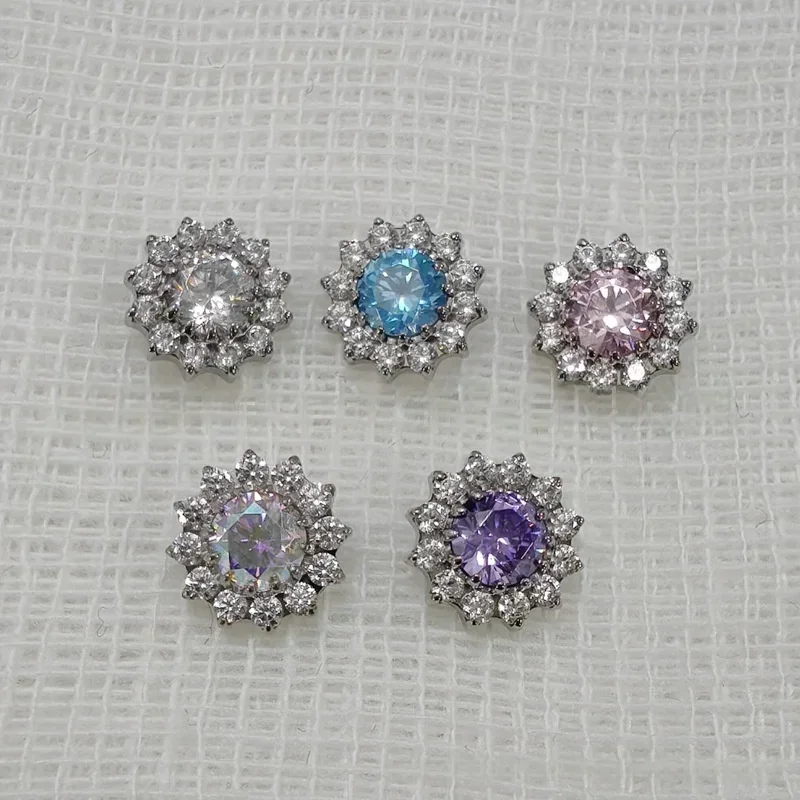16G G23 Titan Labret Piercing CZ Blumen-Design Helix Tragus Knorpel Flacher Rücken Lippen- & Nasenstecker Ohrring - Körperschmuck – Detail 3