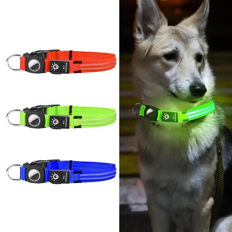 

LED Glowing Dog Collar Adjustable Flashing Rechargea Luminous Necklace Night Anti-Lost Air-Tag Dog Light Harness Safety Supplies