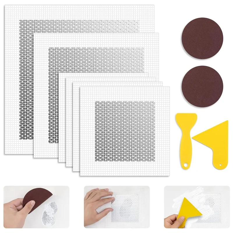 Drywall Repairs Set 6 Pieces Wall Patch Set Kit 4/6/8 Inch Dry Wall Hole Repair Patch Metal Patch, Extended Self-Adhesive