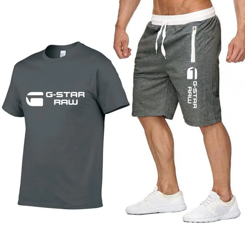 2024 Zomer Nieuwe Heren Trainingspak T-Shirts Shorts Sets Pak 2 St Gym Vrije Tijd Y2 K Sportkleding Merk Kleding Voor Mannen