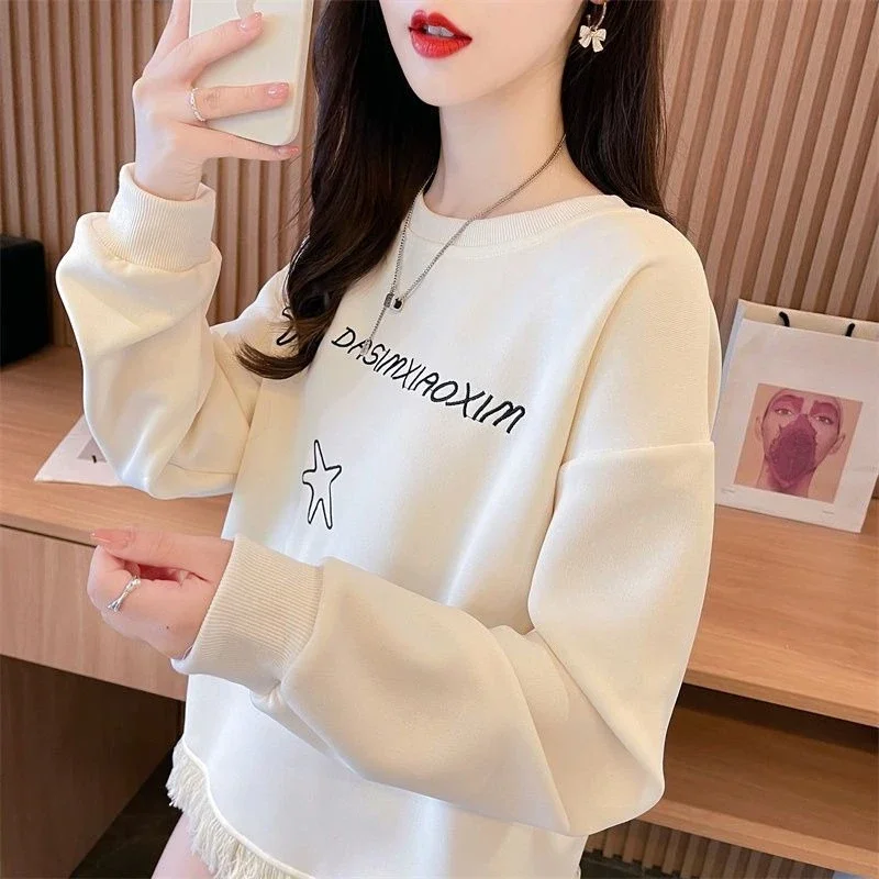 New in Tassel Loose Female Pullover Top on Promotion Nice Color Sweat-shirt Basic Harajuku Fashion Emo Kpop Women's Sweatshirts