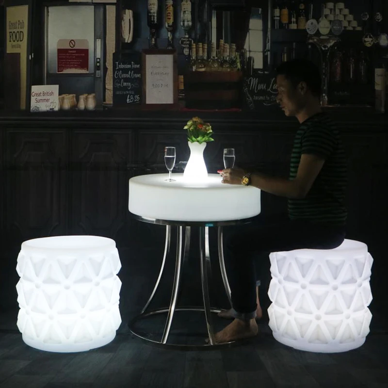 

Bar led light round coffee table chair stool combination KTV club fashion seats modern low bar table