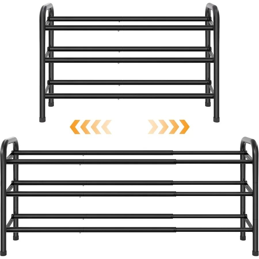 

3-х уровневый органайзер для обуви, полка для обуви для шкафа 28, металлическая полка, можно расширять до 42, идеально подходит для хранения в спальне, прихожей, в гараже