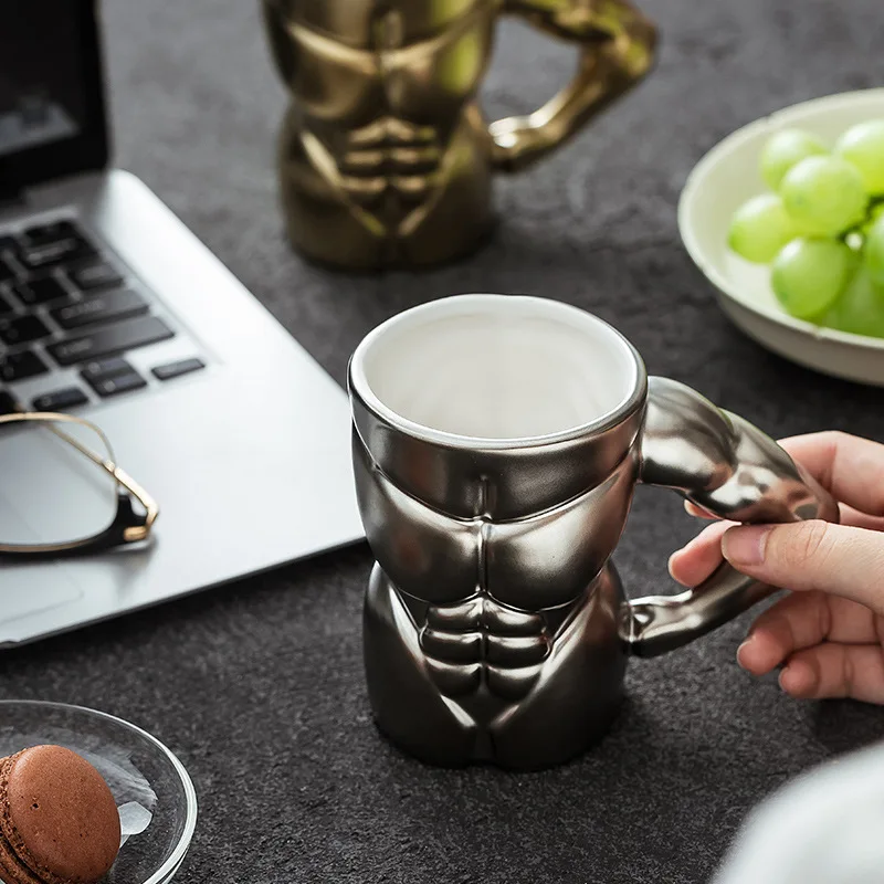 

Ceramic Muscle Mug Creative Matte Home Breakfast Milk Coffee Cup Fun Gift Juice Cup 3D Muscle Men's Water Cups Birthday Gift