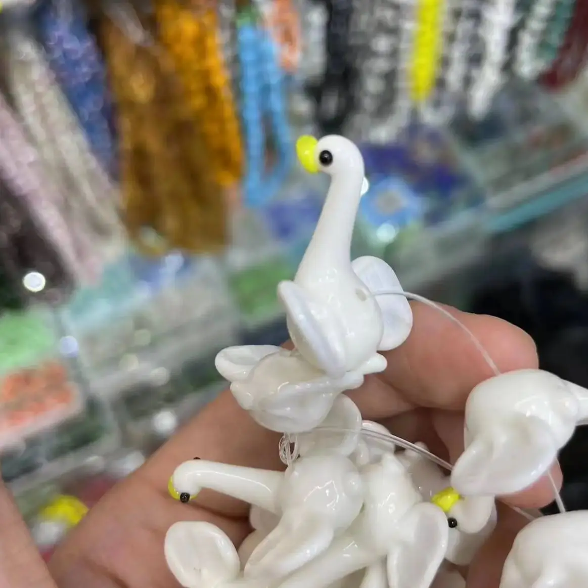 

Glass Beads Hand Beaded Big White Goose Handmade Necklace Bracelet Accessories DIY Glass Beads Gasket