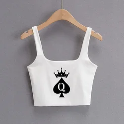 Tops Bonitos Queen of Spades Crop Tops Camis Sleeveless Hot Clothing for Women Double Ladies Good Quality Female Tops White Top