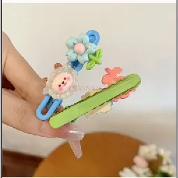 لطيف زهرة دبوس الشعر فتاة أغطية الرأس الكرتون بطة الفم كليب دبوس الشعر الملونة كليب