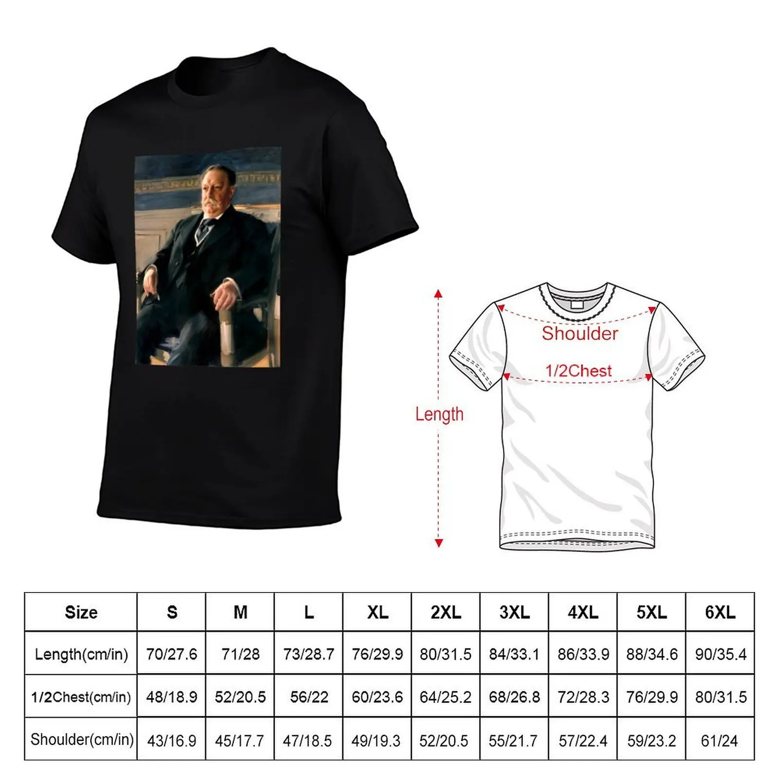 President William Howard Taft Painting - Anders Zorn T-Shirt, Summer Casual Cotton Tee, Oversized Streetwear Tops, 100% Cotton