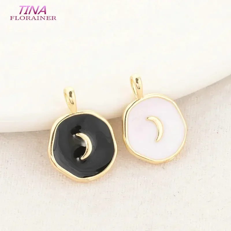 13*18MM 14K Gold Color Brass Round Moon Charms Pendants Jewelry Making Supplies Diy Necklace Bracelet Findings Accessories