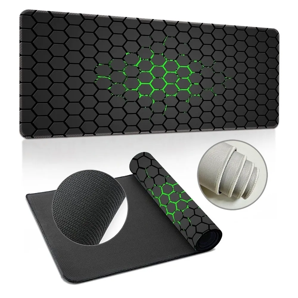 Polyester Hexagon Mouse Pad Natural Rubber Base Non-Slip Gaming Mouse Pad Washable Microfiber Woven Surface Computer Mouse Pad