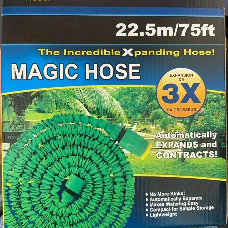 75ft Expandable Magic Garden Hose - High-Pressure, Multi-Function Car Wash & Irrigation Spray Gun Kit with Telescopic Design