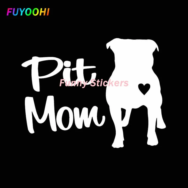 FUYOOHI Lustige Aufkleber Außenzubehör Tier Vinyl Aufkleber Autoaufkleber Pit Mom Pit Bull Pitbull Hund Schwarz/Weiß Aufkleber