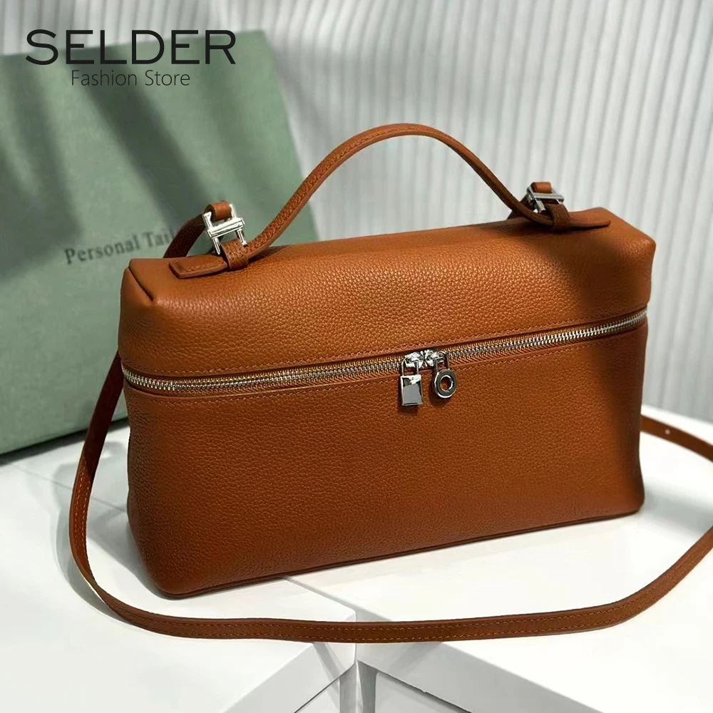 Classic Vintage Style High Quality Commuter Bag Genuine Leather Unisex Handbag Crossbody Bag for Women Extra Pocket