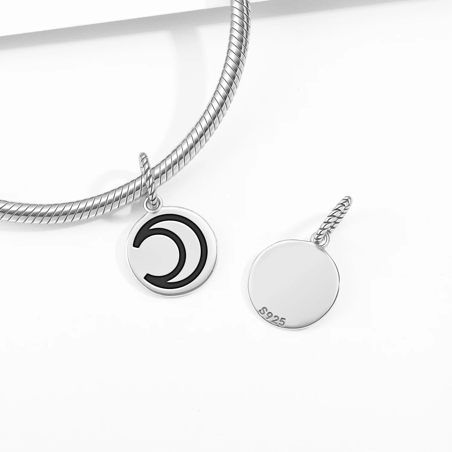 

925 Sterling Silver Moon Astrology Charm Bead DIY Pendant Charm for Bracelet Jewelry Gift