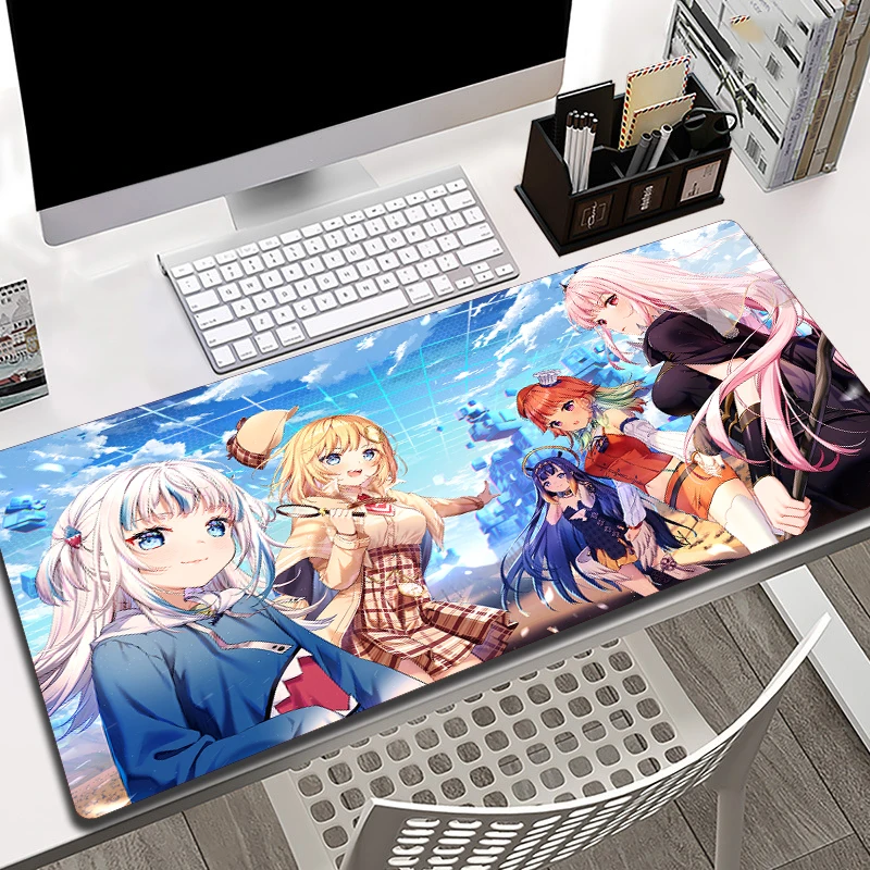 

Gawr Gura Comic Mouse Pad 800x300 Extra Large Computer Desk Mat Gaming Accessories Kawaii Pc Cushion Gamer Mange Mousepad Carpet