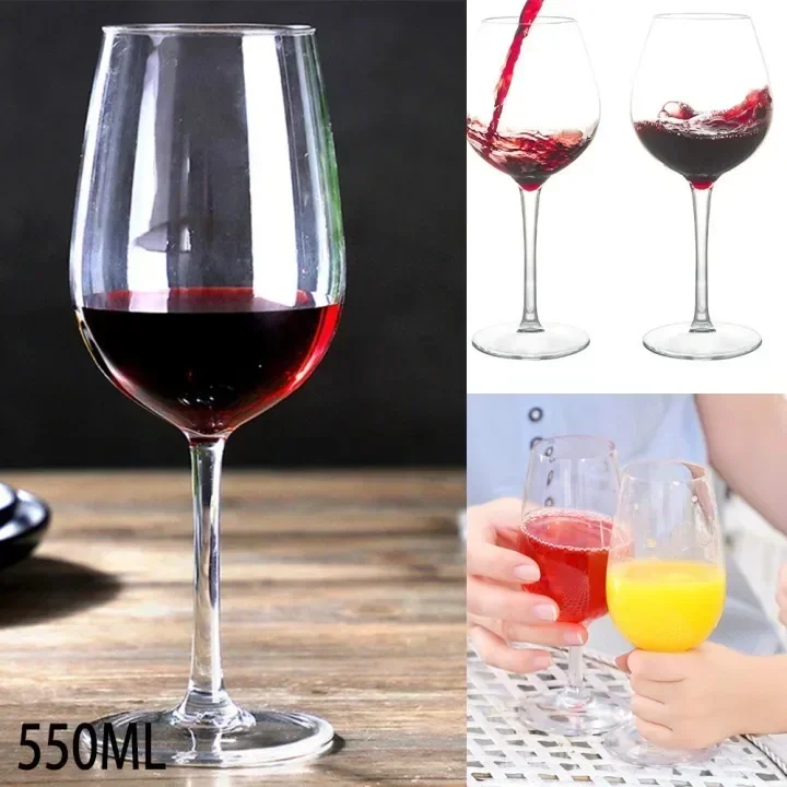 1pc Plastic Wine Cup Transparent Unbreakable Plastic Wine Glass Cups Home Kitchen Bar Plastic Goblet 320/550/580ML