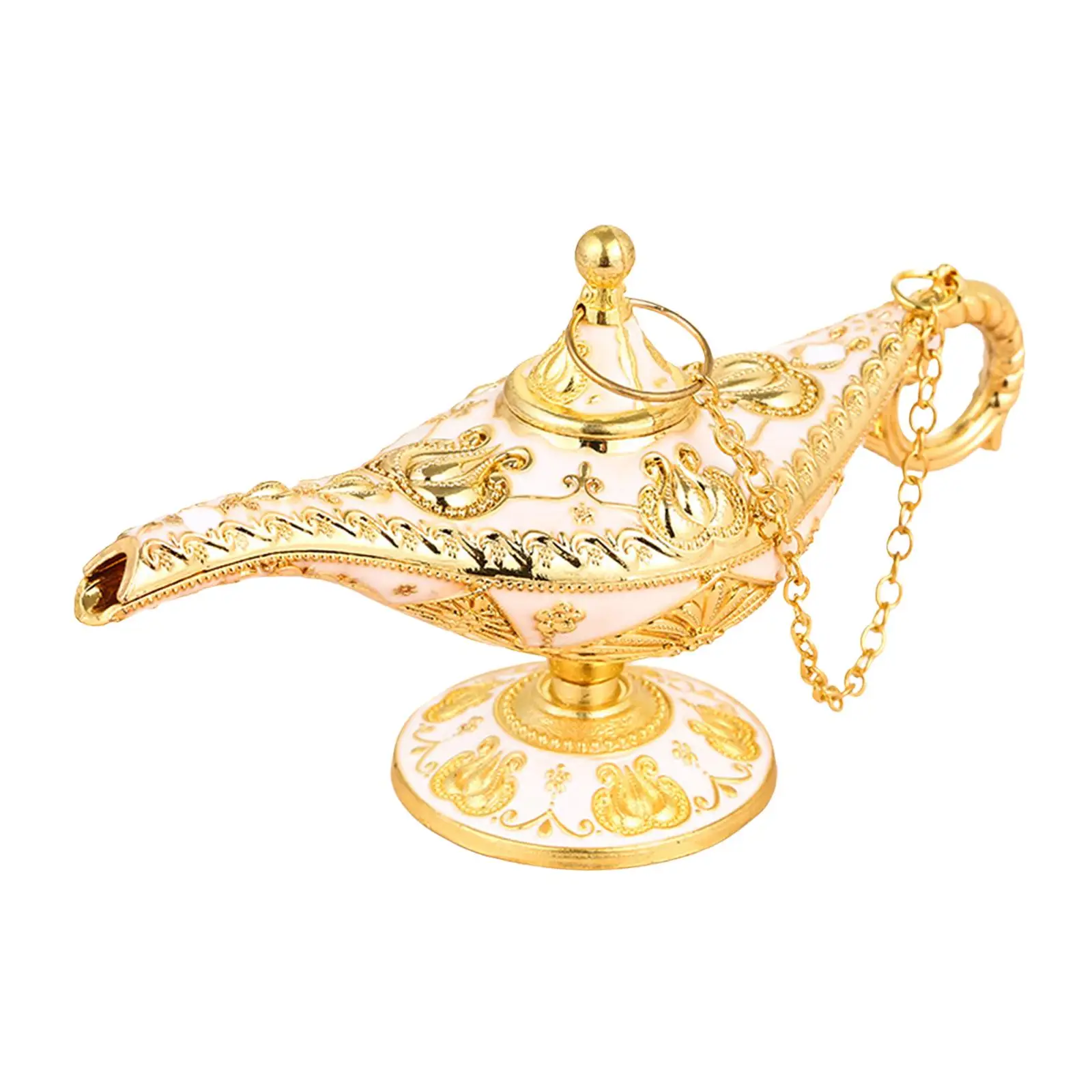 Classic Arabian Costume Lamp Gold Tabletop Decor Collectable Wishing Light Vintage Accent for Home Office Wedding Party