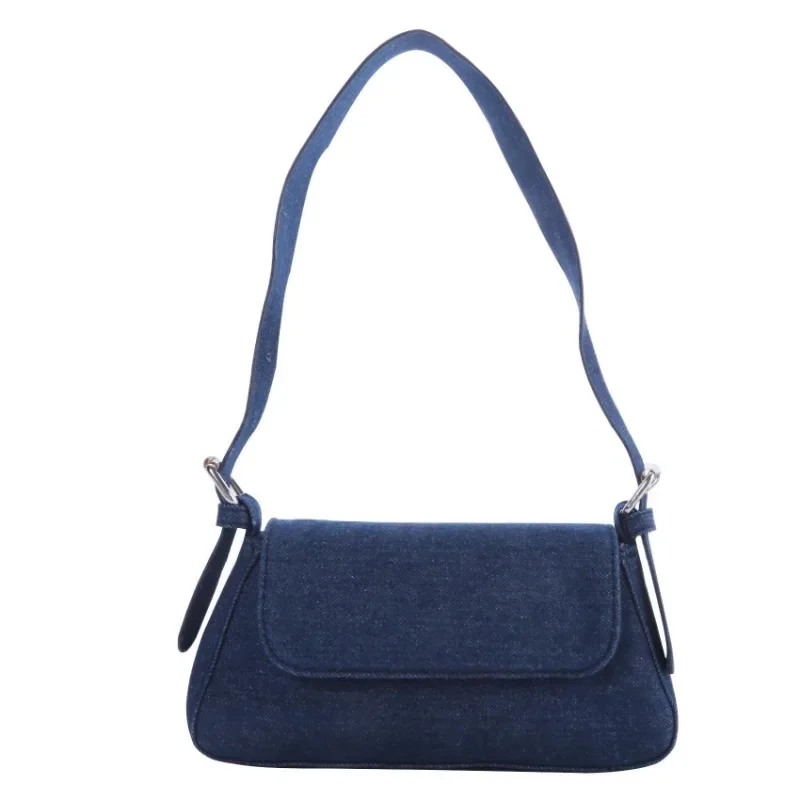 Retro Single Shoulder Underarm Bag Small and High Quality Crossbody Bag Denim Fabric Stick Bag Versatile Flip Shoulder Bag