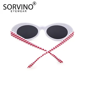 Óculos Oval Traseiro para Mulher, Óculos com Moldura Pequena, Cor Doce, Lente Brilhante, Redondo, Retro, Preto, Vermelho, Novíssimo, Moda 10 principais vendas oculos nirvana - №8