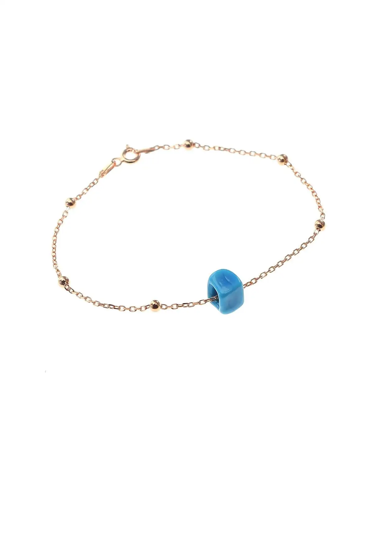 Women's Silver Turquoise Stone Ball Ball Bracelet SGTL8518